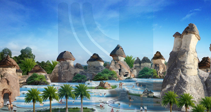 度假综合体项目旅游规划院设计的海花岛温泉城土耳其温泉旅游规划效果图